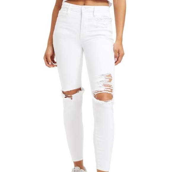 NWT Good American High Waist Distressed White Jeans Size 2/26 - Picture 1 of 12